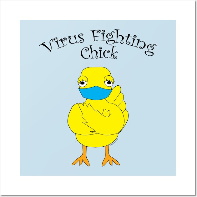 Virus Fighting Chick Curved Text Wall Art by Barthol Graphics